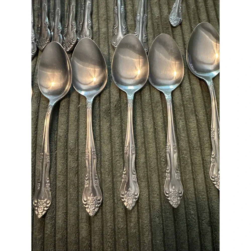 Lot of 18 Pieces Rogers Stanley Roberts Stainless Steel Dream Rose Flatware
